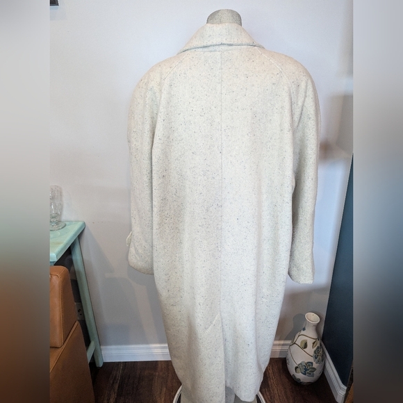 Vintage 80s Jonathan Christopher Full Length Ivory  Wool Trench Coat Over Size - Picture 8 of 16